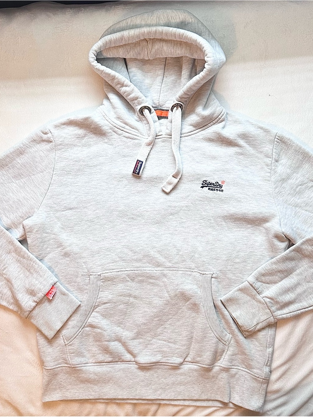 Superdry Orange Label Co Hoodie Men’s 2XL Heather Light Gray Hooded Sweatshirt